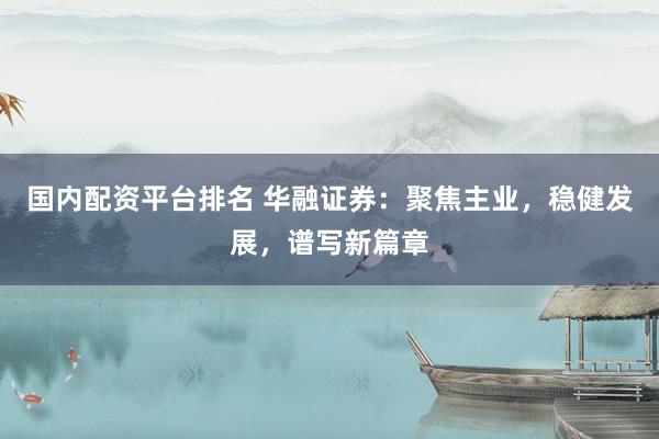 国内配资平台排名 华融证券：聚焦主业，稳健发展，谱写新篇章