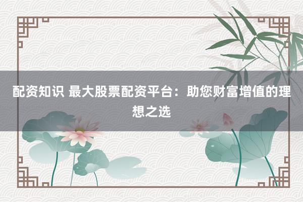 配资知识 最大股票配资平台：助您财富增值的理想之选