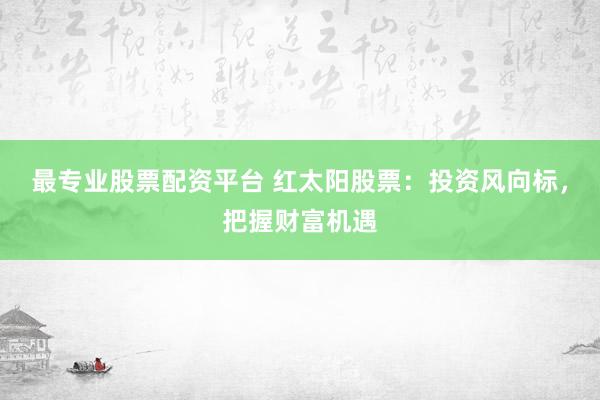 最专业股票配资平台 红太阳股票：投资风向标，把握财富机遇