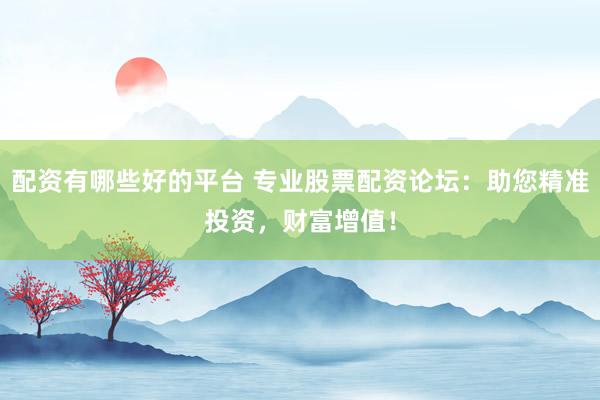 配资有哪些好的平台 专业股票配资论坛：助您精准投资，财富增值！