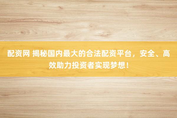 配资网 揭秘国内最大的合法配资平台，安全、高效助力投资者实现梦想！