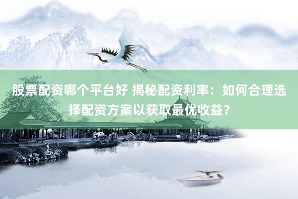 股票配资哪个平台好 揭秘配资利率：如何合理选择配资方案以获取最优收益？
