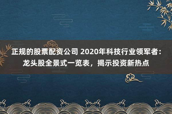 正规的股票配资公司 2020年科技行业领军者：龙头股全景式一览表，揭示投资新热点
