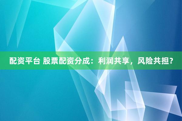 配资平台 股票配资分成：利润共享，风险共担？
