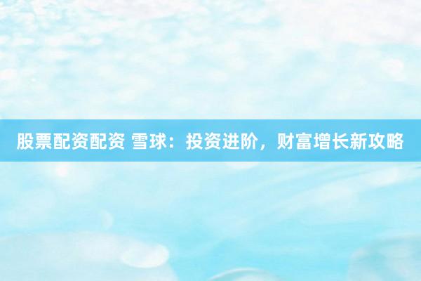股票配资配资 雪球：投资进阶，财富增长新攻略