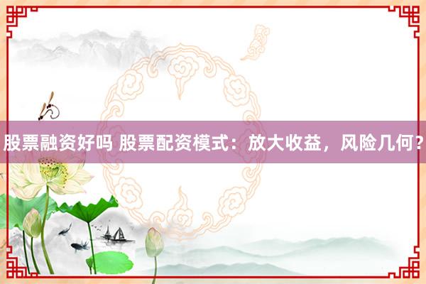 股票融资好吗 股票配资模式：放大收益，风险几何？