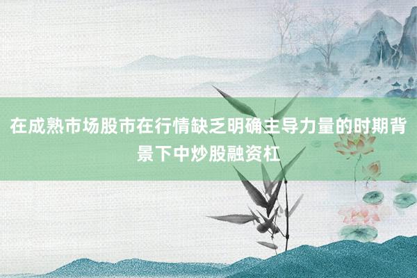 在成熟市场股市在行情缺乏明确主导力量的时期背景下中炒股融资杠