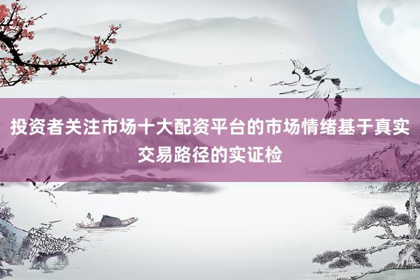 投资者关注市场十大配资平台的市场情绪基于真实交易路径的实证检