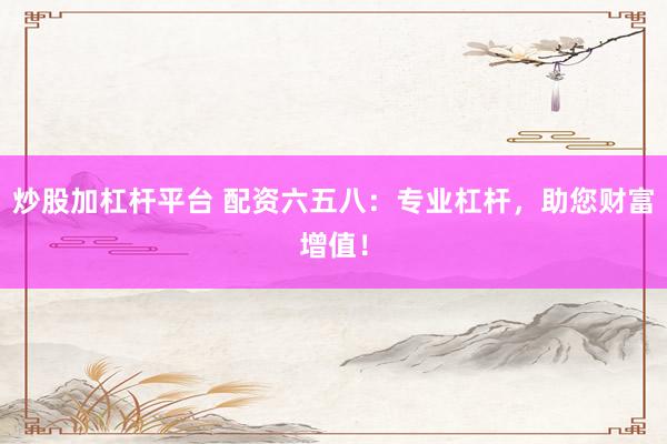 炒股加杠杆平台 配资六五八：专业杠杆，助您财富增值！
