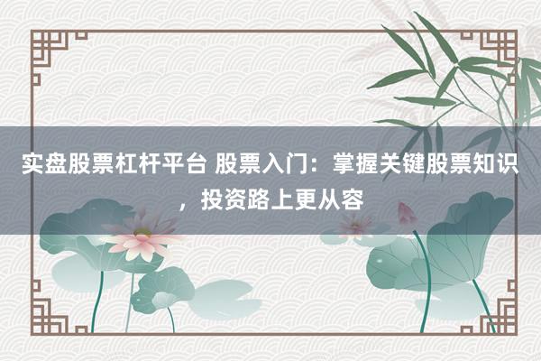 实盘股票杠杆平台 股票入门：掌握关键股票知识，投资路上更从容