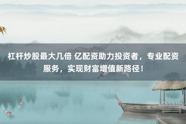 杠杆炒股最大几倍 亿配资助力投资者，专业配资服务，实现财富增值新路径！