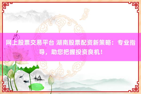 网上股票交易平台 湖南股票配资新策略：专业指导，助您把握投资良机！