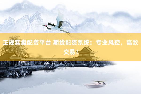 正规实盘配资平台 期货配资系统：专业风控，高效交易！